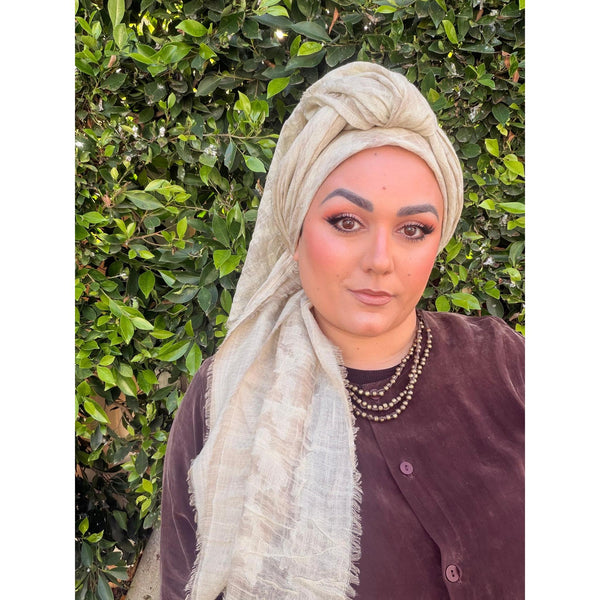 Grounded Israeli XL Square Headcover - Creme-Squares-The Little Tichel Lady