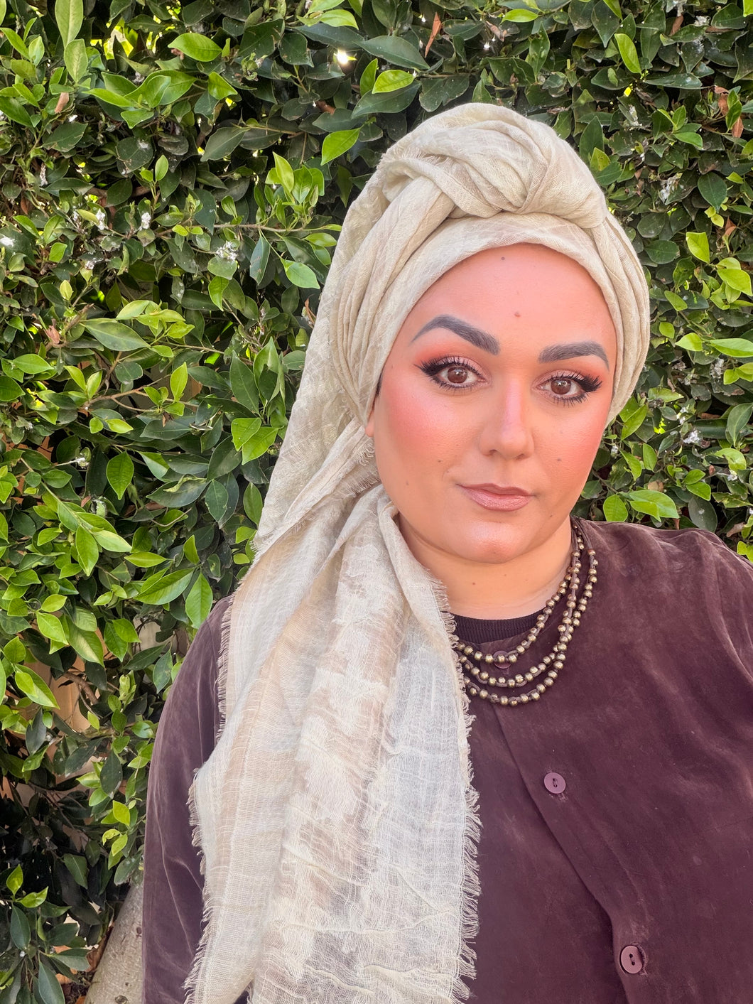 Grounded Israeli XL Square Headcover - Creme-Squares-The Little Tichel Lady