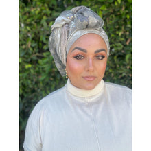 Exquisite Sequins & Floral Headwrap - Stone/Silver-Long Wrap-The Little Tichel Lady