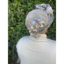 Exquisite Sequins & Floral Headwrap - Stone/Silver-Long Wrap-The Little Tichel Lady