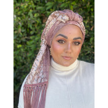 Exquisite Sequins & Floral Headwrap - Antique Pink-Long Wrap-The Little Tichel Lady