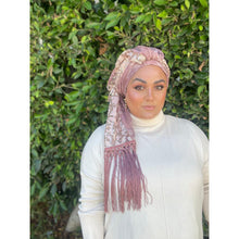 Exquisite Sequins & Floral Headwrap - Antique Pink-Long Wrap-The Little Tichel Lady