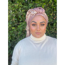 Exquisite Sequins & Floral Headwrap - Antique Pink-Long Wrap-The Little Tichel Lady