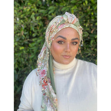 Exquisite Oversized Luxe Square - Green Floral-Squares-The Little Tichel Lady