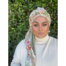 Exquisite Oversized Luxe Square - Green Floral-Squares-The Little Tichel Lady