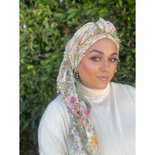 Exquisite Oversized Luxe Square - Green Floral-Squares-The Little Tichel Lady