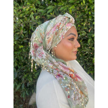 Exquisite Oversized Luxe Square - Green Floral-Squares-The Little Tichel Lady