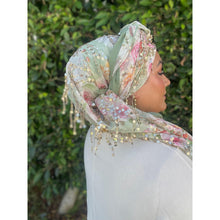 Exquisite Oversized Luxe Square - Green Floral-Squares-The Little Tichel Lady