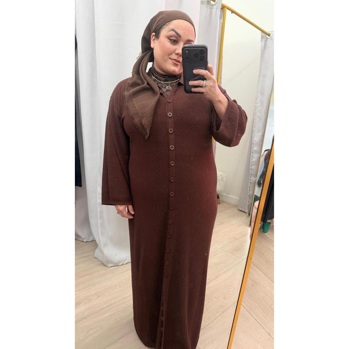 Chocolate Brown Button Down Dress-dress-The Little Tichel Lady