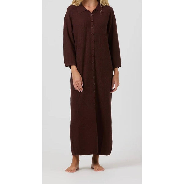 Chocolate Brown Button Down Dress-dress-The Little Tichel Lady