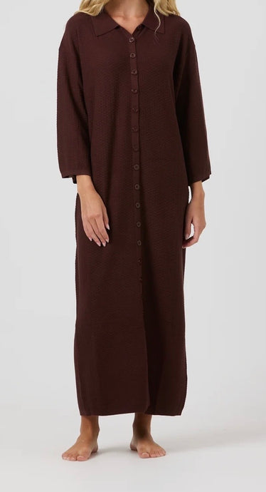 Chocolate Brown Button Down Dress-dress-The Little Tichel Lady