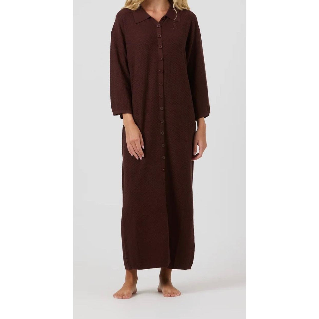 Chocolate Brown Button Down Dress-dress-The Little Tichel Lady
