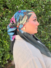 Burst of Floral Cotton Square Tichel - Green-square-The Little Tichel Lady