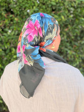 Burst of Floral Cotton Square Tichel - Green-square-The Little Tichel Lady