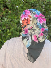 Burst of Floral Cotton Square Tichel - Green-square-The Little Tichel Lady