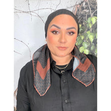 Classic Inspired G Print Square - Black/Cinnamon-Squares-The Little Tichel Lady