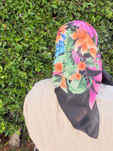 Burst of Floral Cotton Square Tichel - Black-square-The Little Tichel Lady