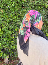 Burst of Floral Cotton Square Tichel - Black-square-The Little Tichel Lady
