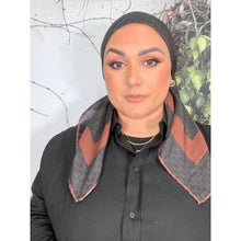 Classic Inspired G Print Square - Black/Cinnamon-Squares-The Little Tichel Lady