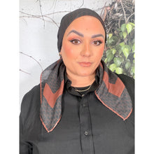 Classic Inspired G Print Square - Black/Cinnamon-Squares-The Little Tichel Lady