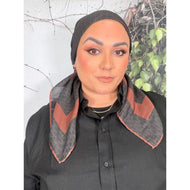 Classic Inspired G Print Square - Black/Cinnamon-Squares-The Little Tichel Lady