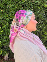Burst of Floral Cotton Square Tichel - Pink-square-The Little Tichel Lady