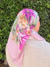 Burst of Floral Cotton Square Tichel - Pink-square-The Little Tichel Lady