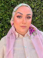 Burst of Floral Cotton Square Tichel - Pink-square-The Little Tichel Lady