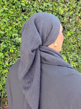 Pleated Solid Square Headscarf - Black-square-The Little Tichel Lady