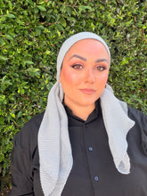 Pleated Solid Square Headscarf - Gray-square-The Little Tichel Lady