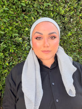 Pleated Solid Square Headscarf - Gray-square-The Little Tichel Lady