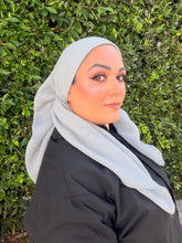 Pleated Solid Square Headscarf - Gray-square-The Little Tichel Lady