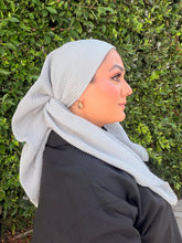Pleated Solid Square Headscarf - Gray-square-The Little Tichel Lady