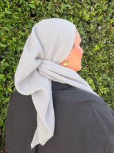 Pleated Solid Square Headscarf - Gray-square-The Little Tichel Lady