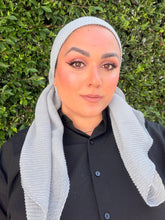 Pleated Solid Square Headscarf - Gray-square-The Little Tichel Lady