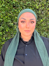 Pleated Solid Square Headscarf - Deep Green-square-The Little Tichel Lady