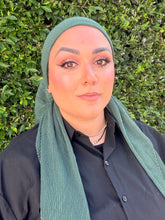 Pleated Solid Square Headscarf - Deep Green-square-The Little Tichel Lady