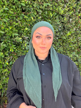 Pleated Solid Square Headscarf - Deep Green-square-The Little Tichel Lady
