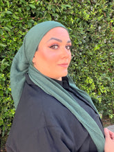 Pleated Solid Square Headscarf - Deep Green-square-The Little Tichel Lady