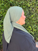 Pleated Solid Square Headscarf - Light Olive-square-The Little Tichel Lady