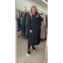 Ribbed Crew Neck Dress - Black, XS-3X-dress-The Little Tichel Lady