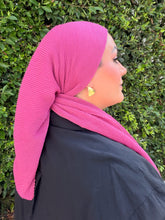 Pleated Solid Square Headscarf - Fuchsia-square-The Little Tichel Lady