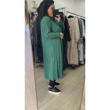 Ribbed Crew Neck Dress - Green, XS-3X-dress-The Little Tichel Lady