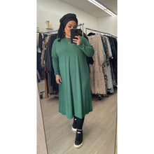 Ribbed Crew Neck Dress - Green, XS-3X-dress-The Little Tichel Lady