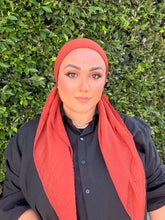 Pleated Solid Square Headscarf - Rust-square-The Little Tichel Lady