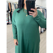 Ribbed Crew Neck Dress - Green, XS-3X-dress-The Little Tichel Lady