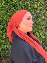 Pleated Solid Square Headscarf - Rust-square-The Little Tichel Lady