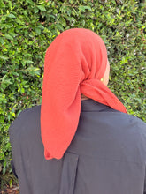 Pleated Solid Square Headscarf - Rust-square-The Little Tichel Lady