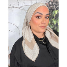 Classic Inspired G Print Square - Neutral/White-Squares-The Little Tichel Lady