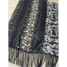 Luxe Sequins & Floral Headwrap - Black/Silver-Long Wrap-The Little Tichel Lady